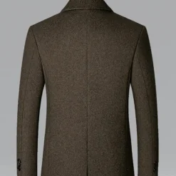 Discount OUKU Men's Winter Coat Wool Coat Overcoat Business Daily Wear Winter Wool Thermal Warm Outdoor Outerwear Clothing Apparel Fashion Warm Ups Solid Colored Pocket Lapel Single Breasted Two-button