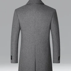 Discount OUKU Men's Winter Coat Wool Coat Overcoat Business Daily Wear Winter Wool Thermal Warm Outdoor Outerwear Clothing Apparel Fashion Warm Ups Solid Colored Pocket Lapel Single Breasted Two-button