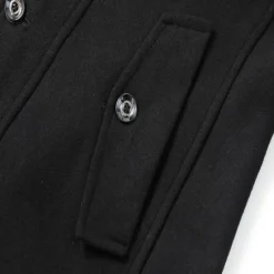 Discount OUKU Men's Winter Coat Wool Coat Overcoat Short Coat Outdoor Work Fall & Winter Wool Windproof Warm Outerwear Clothing Apparel Bustiers Essential Solid Colored Rolled collar Single Breasted