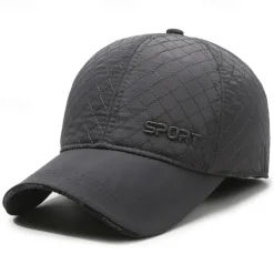 Online OUKU Men's Winter Hats Winter Warm Cap Winter Baseball Cap with Ear Flaps Winter Baseball Cap Black Dark Navy Polyester Adjustable Fashion Modern Contemporary Daily Wear Festival Plaid / Striped / Chevron