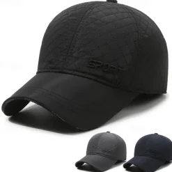 Online OUKU Men's Winter Hats Winter Warm Cap Winter Baseball Cap with Ear Flaps Winter Baseball Cap Black Dark Navy Polyester Adjustable Fashion Modern Contemporary Daily Wear Festival Plaid / Striped / Chevron