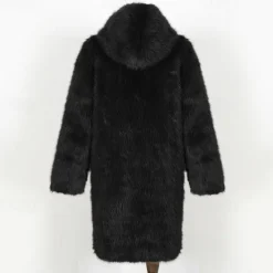 Sale OUKU Men's Winter Jacket Fleece Jacket Faux Fur Coat Daily Vacation Thermal Warm Keep Warm Fleece Fall & Winter Leopard Print Fashion Streetwear Hooded Long Black White Yellow Jacket