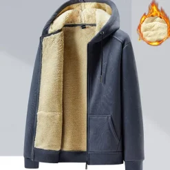 Best OUKU Men's Winter Jacket Fleece Jacket Padded Hoodie Jacket Zip Up Pocket Polyster Fleece lined Vacation Daily Wear Date Regular Fashion Casual Comfortable Thermal Warm Fall & Winter Solid / Plain Color