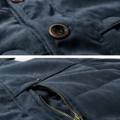 New OUKU Men's Winter Jacket Fleece Jacket Casual Jacket Hiking Parka Daily Vacation Thermal Warm Pocket Fleece Fall & Winter Plain Fashion Streetwear Hooded Regular Khaki Army Green Dark Blue Coffee Jacket