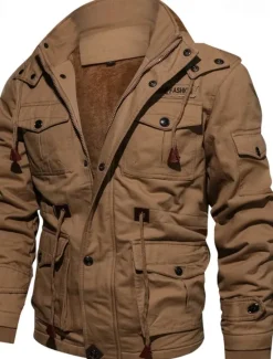 Best OUKU Men's Winter Jacket Fleece Jacket Casual Jacket Daily Vacation Thermal Warm Pocket Fleece Fall & Winter Plain Fashion Streetwear Hooded Regular Black Green Khaki Jacket