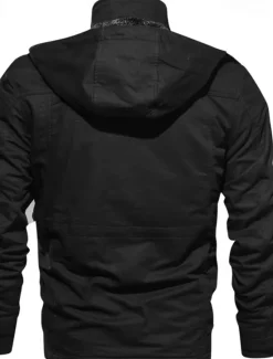 Best OUKU Men's Winter Jacket Fleece Jacket Casual Jacket Daily Vacation Thermal Warm Pocket Fleece Fall & Winter Plain Fashion Streetwear Hooded Regular Black Green Khaki Jacket