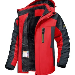 Discount OUKU Men's Winter Jacket Fleece Jacket Softshell Jacket Windbreaker Climbing Snow Sports Thermal Warm Waterproof Hooded Waterproof Winter Autumn / Fall Sportswear Regular Red Army Green Light Black Light