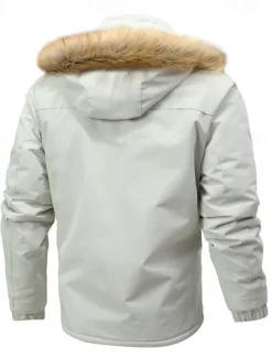 OUKU Men's Winter Jacket Fleece Jacket Hoodied Jacket Hiking Jacket Sports Outdoor Camping & Hiking Waterproof Windbreaker Fur Trim Detachable Hood Fall Winter Solid Color Active Hooded Regular Black