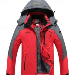 Best OUKU Men's Winter Jacket Fleece Jacket Raincoat Hiking Jacket Outdoor Daily Wear Warm Pocket Fall Winter Color Block Fashion Streetwear Hooded Regular Black Red Royal Blue Blue Ink Blue Jacket