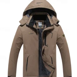 Best OUKU Men's Winter Jacket Fleece Jacket Raincoat Hiking Jacket Outdoor Daily Wear Warm Pocket Fall Winter Color Block Fashion Streetwear Hooded Regular Black Red Royal Blue Blue Ink Blue Jacket
