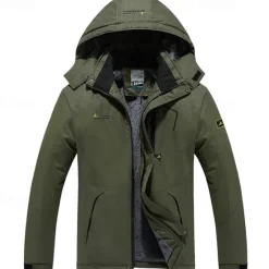 Best OUKU Men's Winter Jacket Fleece Jacket Raincoat Hiking Jacket Outdoor Daily Wear Warm Pocket Fall Winter Color Block Fashion Streetwear Hooded Regular Black Red Royal Blue Blue Ink Blue Jacket
