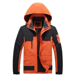 Sale OUKU Men's Winter Jacket Hiking Jacket Rain Jacket Windcheater Jacket Sports & Outdoor Camping & Hiking Waterproof Windproof Hooded Spring Fall Winter Patchwork Ivory white Black Orange Army Green Dark