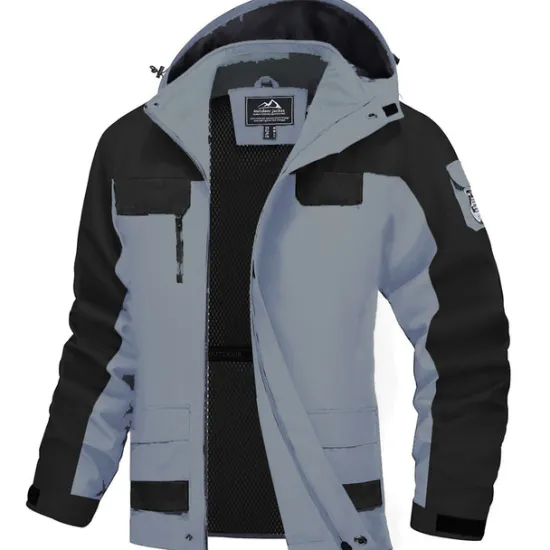 Sale OUKU Men's Winter Jacket Hiking Jacket Rain Jacket Windcheater Jacket Sports & Outdoor Camping & Hiking Waterproof Windproof Hooded Spring Fall Winter Patchwork Ivory white Black Orange Army Green Dark