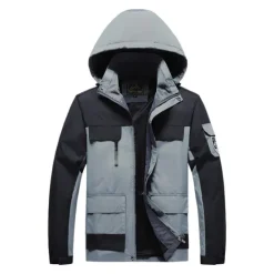 Sale OUKU Men's Winter Jacket Hiking Jacket Rain Jacket Windcheater Jacket Sports & Outdoor Camping & Hiking Waterproof Windproof Hooded Spring Fall Winter Patchwork Ivory white Black Orange Army Green Dark