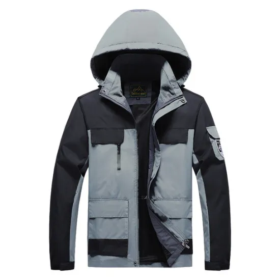 Sale OUKU Men's Winter Jacket Hiking Jacket Rain Jacket Windcheater Jacket Sports & Outdoor Camping & Hiking Waterproof Windproof Hooded Spring Fall Winter Patchwork Ivory white Black Orange Army Green Dark