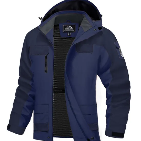 Sale OUKU Men's Winter Jacket Hiking Jacket Rain Jacket Windcheater Jacket Sports & Outdoor Camping & Hiking Waterproof Windproof Hooded Spring Fall Winter Patchwork Ivory white Black Orange Army Green Dark