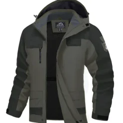 Sale OUKU Men's Winter Jacket Hiking Jacket Rain Jacket Windcheater Jacket Sports & Outdoor Camping & Hiking Waterproof Windproof Hooded Spring Fall Winter Patchwork Ivory white Black Orange Army Green Dark