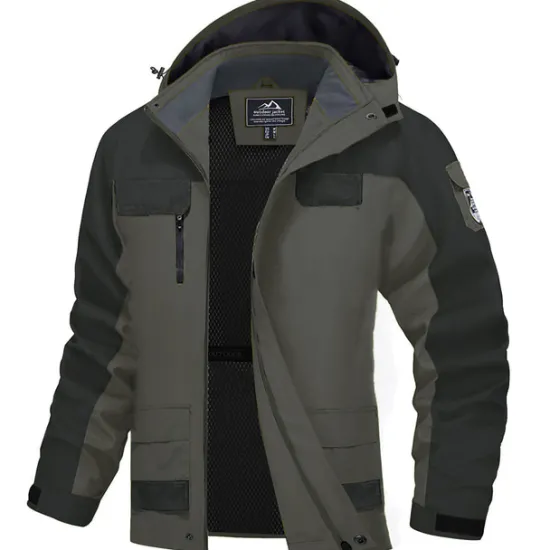 Sale OUKU Men's Winter Jacket Hiking Jacket Rain Jacket Windcheater Jacket Sports & Outdoor Camping & Hiking Waterproof Windproof Hooded Spring Fall Winter Patchwork Ivory white Black Orange Army Green Dark