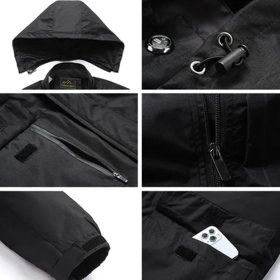 Sale OUKU Men's Winter Jacket Hiking Jacket Rain Jacket Windcheater Jacket Sports & Outdoor Camping & Hiking Waterproof Windproof Hooded Spring Fall Winter Patchwork Ivory white Black Orange Army Green Dark