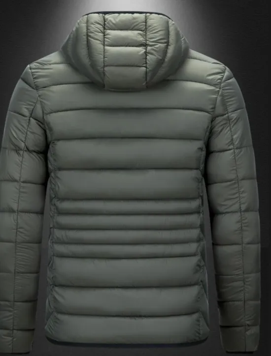 Best OUKU Men's Winter Jacket Puffer Jacket Padded Pocket Hooded Polyster Pocket Outdoor Date Casual Daily Regular Fashion Casual Thermal Warm Windproof Winter Plain Dark Grey Black Red Blue Puffer Jacket