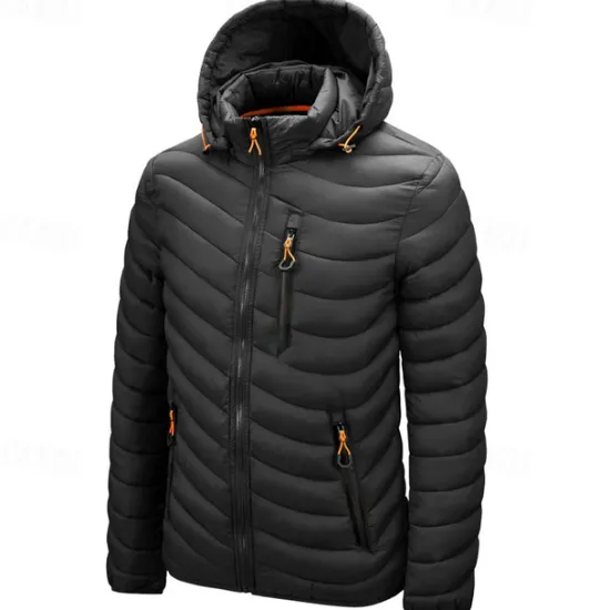 New OUKU Men's Winter Jacket Puffer Jacket Padded Pocket Polyster Daily Wear Date Vacation Regular Fashion Casual Comfortable Thermal Warm Fall & Winter Solid / Plain Color Wine Black Blue Army Green Puffer