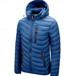 New OUKU Men's Winter Jacket Puffer Jacket Padded Pocket Polyster Daily Wear Date Vacation Regular Fashion Casual Comfortable Thermal Warm Fall & Winter Solid / Plain Color Wine Black Blue Army Green Puffer