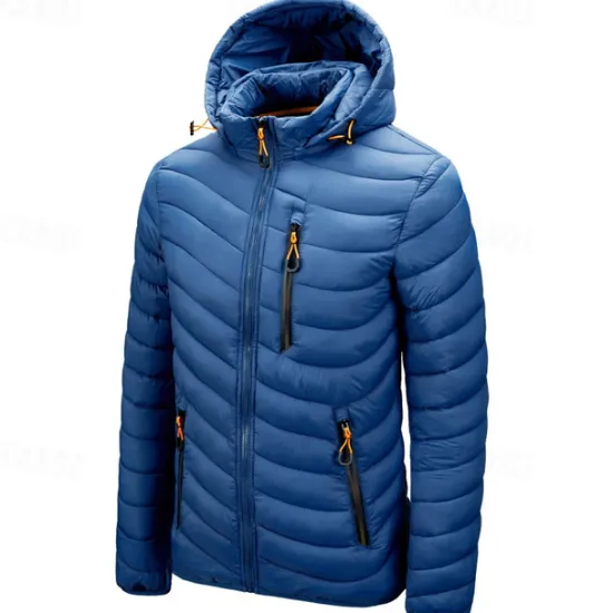 New OUKU Men's Winter Jacket Puffer Jacket Padded Pocket Polyster Daily Wear Date Vacation Regular Fashion Casual Comfortable Thermal Warm Fall & Winter Solid / Plain Color Wine Black Blue Army Green Puffer