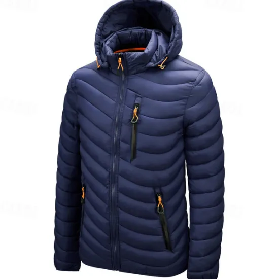 New OUKU Men's Winter Jacket Puffer Jacket Padded Pocket Polyster Daily Wear Date Vacation Regular Fashion Casual Comfortable Thermal Warm Fall & Winter Solid / Plain Color Wine Black Blue Army Green Puffer