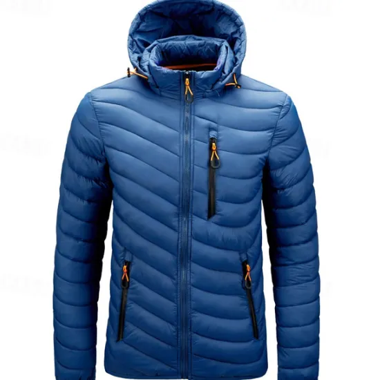 New OUKU Men's Winter Jacket Puffer Jacket Padded Pocket Polyster Daily Wear Date Vacation Regular Fashion Casual Comfortable Thermal Warm Fall & Winter Solid / Plain Color Wine Black Blue Army Green Puffer