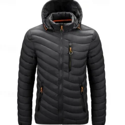 New OUKU Men's Winter Jacket Puffer Jacket Padded Pocket Polyster Daily Wear Date Vacation Regular Fashion Casual Comfortable Thermal Warm Fall & Winter Solid / Plain Color Wine Black Blue Army Green Puffer