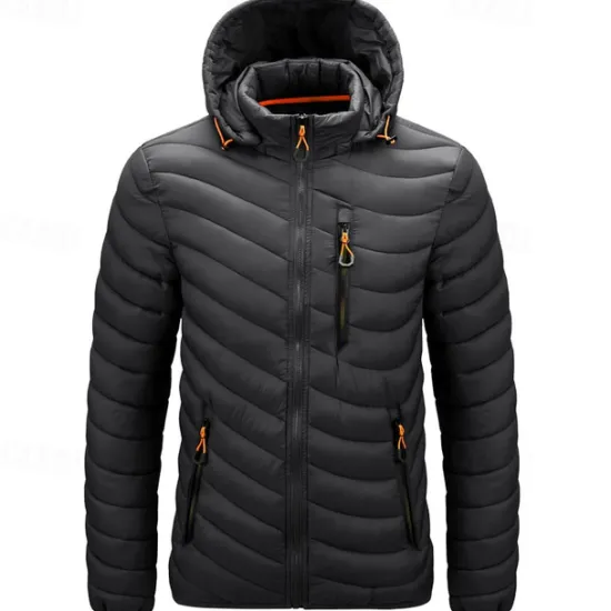 New OUKU Men's Winter Jacket Puffer Jacket Padded Pocket Polyster Daily Wear Date Vacation Regular Fashion Casual Comfortable Thermal Warm Fall & Winter Solid / Plain Color Wine Black Blue Army Green Puffer