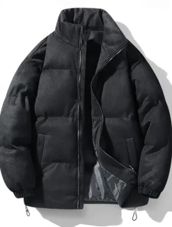 Clearance OUKU Men's Winter Jacket Puffer Jacket Padded Zipper Pocket Polyster Pocket Outdoor Date Casual Daily Regular Fashion Casual Thermal Warm Windproof Winter Plain Dark Brown Dark Grey Black Light Green