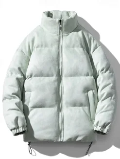 Clearance OUKU Men's Winter Jacket Puffer Jacket Padded Zipper Pocket Polyster Pocket Outdoor Date Casual Daily Regular Fashion Casual Thermal Warm Windproof Winter Plain Dark Brown Dark Grey Black Light Green