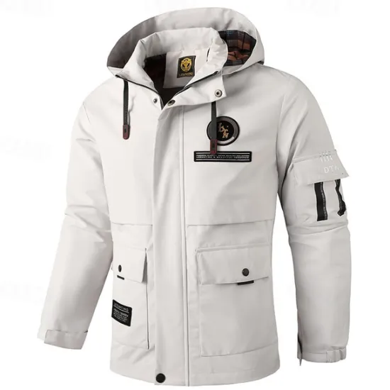 Sale OUKU Men's Winter Jacket Sport Coat Raincoat Hiking Jacket Outdoor Camping & Hiking Waterproof Windbreaker Zipper Pocket Fall Winter Solid Color Fashion Streetwear Hooded Regular Black White Burgundy