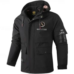 Sale OUKU Men's Winter Jacket Sport Coat Raincoat Hiking Jacket Outdoor Camping & Hiking Waterproof Windbreaker Zipper Pocket Fall Winter Solid Color Fashion Streetwear Hooded Regular Black White Burgundy