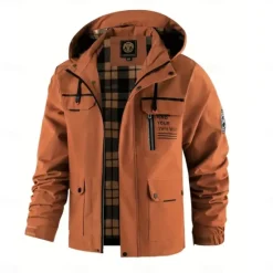 Discount OUKU Men's Winter Jacket Sport Coat Raincoat Hiking Jacket Outdoor Camping & Hiking Waterproof Windbreaker Zipper Pocket Fall Winter Solid Color Fashion Streetwear Hooded Regular Dark Red Yellow Light