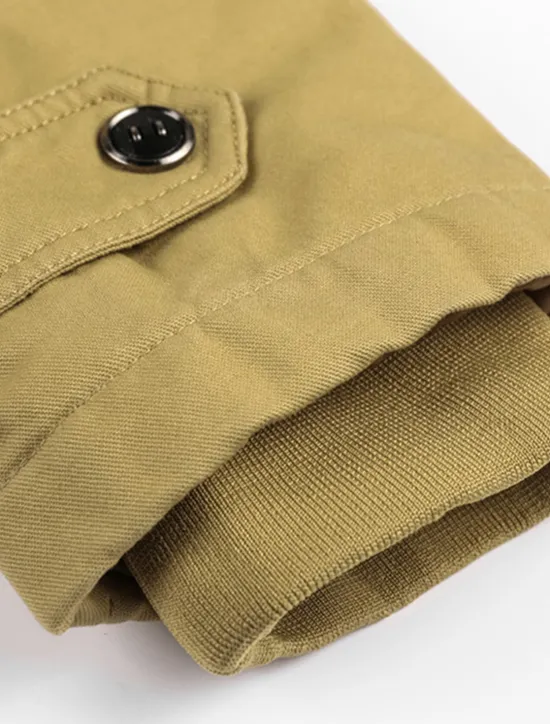 Sale OUKU Men's Winter Jacket Winter Coat Work Jacket Outdoor Street Windproof Warm Drawstring Winter Solid Colored Fashion Keep Warm Stand Collar Regular Cotton Fleece Black Army Green Khaki Jacket