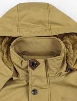 Sale OUKU Men's Winter Jacket Winter Coat Work Jacket Outdoor Street Windproof Warm Drawstring Winter Solid Colored Fashion Keep Warm Stand Collar Regular Cotton Fleece Black Army Green Khaki Jacket