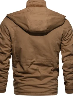 Clearance OUKU Men's Winter Jacket Winter Coat Work Jacket Street Causal Warm Vintage Style Fall Winter Solid Color Cotton ArmyGreen Black khaki Jacket