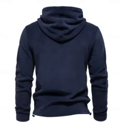 Discount OUKU Mens Winter Solid Fleece Hoody High Quality Warm Casual Drawstring Hat Sweatshirt Soft Shell Hoodies for Men
