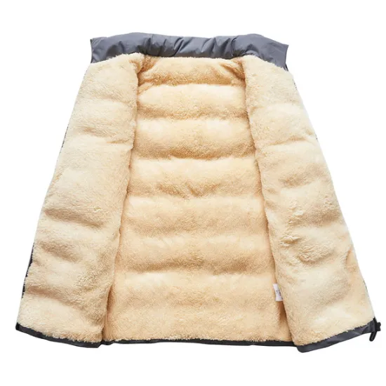 Best OUKU Men's Winter Vest Fleece Thick Jacket Warm Coat Padded Puffer Vest Fleece Lined Jacket Highly Warm Plush Stand Collar Waistcoat Daily Wear Great Lightweight Causal Travel Cargo Safari Photo Vest