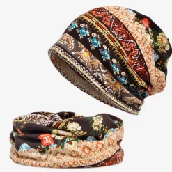Sale OUKU men's women's vintage floral beanie lightweight breathable skull cap slouchy thin beanie baggy hat for daily wear slouchy hip-hop soft running adult dwarf hats chemo cap