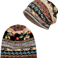 Sale OUKU men's women's vintage floral beanie lightweight breathable skull cap slouchy thin beanie baggy hat for daily wear slouchy hip-hop soft running adult dwarf hats chemo cap