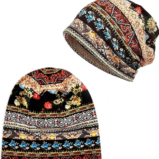 Sale OUKU men's women's vintage floral beanie lightweight breathable skull cap slouchy thin beanie baggy hat for daily wear slouchy hip-hop soft running adult dwarf hats chemo cap