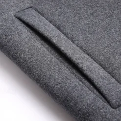 Sale OUKU Men's Wool Coat Overcoat Trench Coat Long Trench Coat Daily Vacation Fall & Winter Wool Thermal Warm Windproof Outerwear Clothing Apparel Fashion Classic Color Block Pocket Hooded Single Breasted