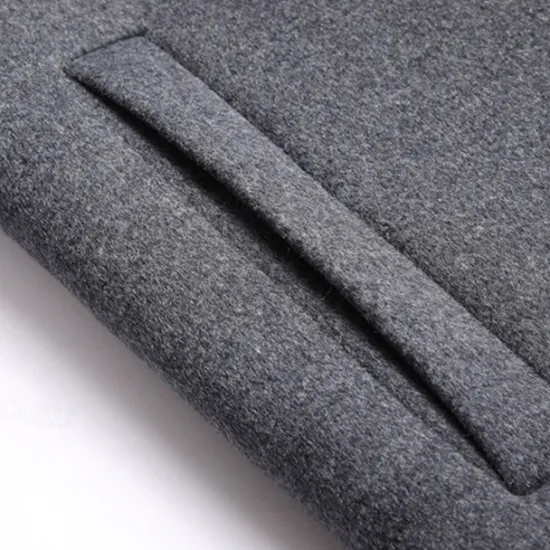 Sale OUKU Men's Wool Coat Overcoat Trench Coat Long Trench Coat Daily Vacation Fall & Winter Wool Thermal Warm Windproof Outerwear Clothing Apparel Fashion Classic Color Block Pocket Hooded Single Breasted
