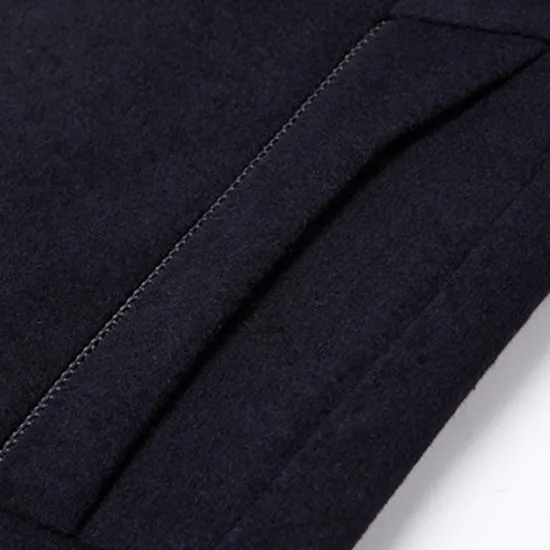 New OUKU Men's Wool Coat Overcoat Trench Coat Long Trench Coat Daily Vacation Fall & Winter Polyester Thermal Warm Windproof Outerwear Clothing Apparel Fashion Classic Plain Pocket Lapel Single Breasted