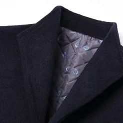 New OUKU Men's Wool Coat Overcoat Trench Coat Long Trench Coat Daily Vacation Fall & Winter Polyester Thermal Warm Windproof Outerwear Clothing Apparel Fashion Classic Plain Pocket Lapel Single Breasted