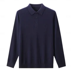 Outlet OUKU Men's Wool Polo Sweater Knit Button Up Solid Color Polo Collar Knitwear Elegant School Formal Clothing Apparel Fall Winter Black Navy Blue S M L