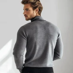 Outlet OUKU Men's Wool Polo Sweater Knit Button Up Solid Color Polo Collar Knitwear Elegant School Formal Clothing Apparel Fall Winter Black Navy Blue S M L
